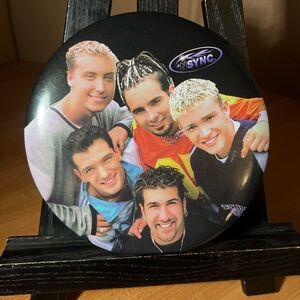 Vintage 1998 NSYNC Boy Band Large 6" Button Pin Pinback w/ Built-in Stand